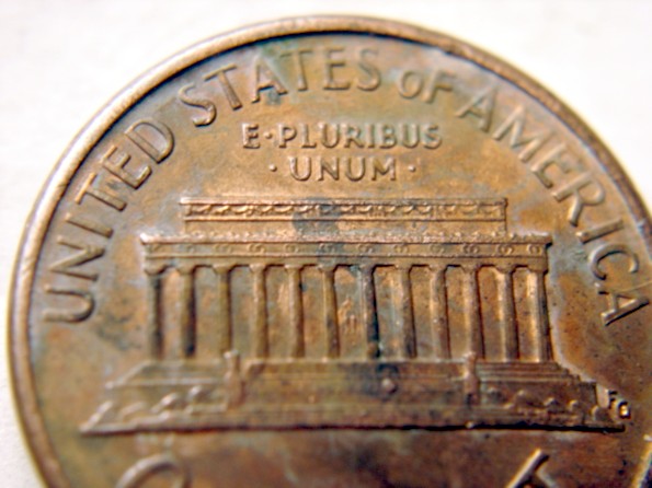 Lincoln-Memorial-Cent--Struck-Through-Die-Cap-Or-Grease?